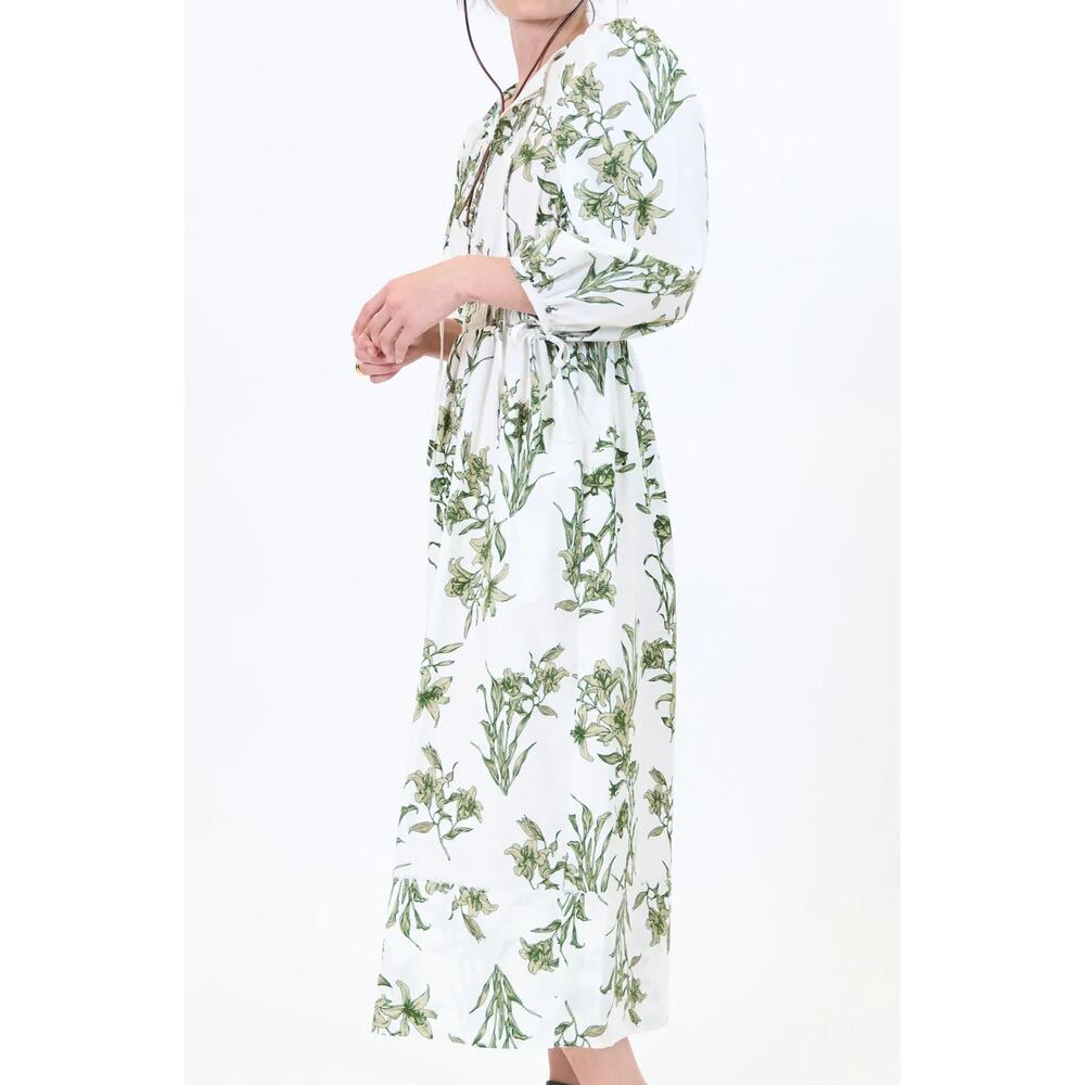 HUNTER BELL Green And White Botanical Dress Size L - Picture 4 of 6